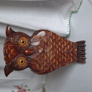 Vintage Wood and Basket Owl